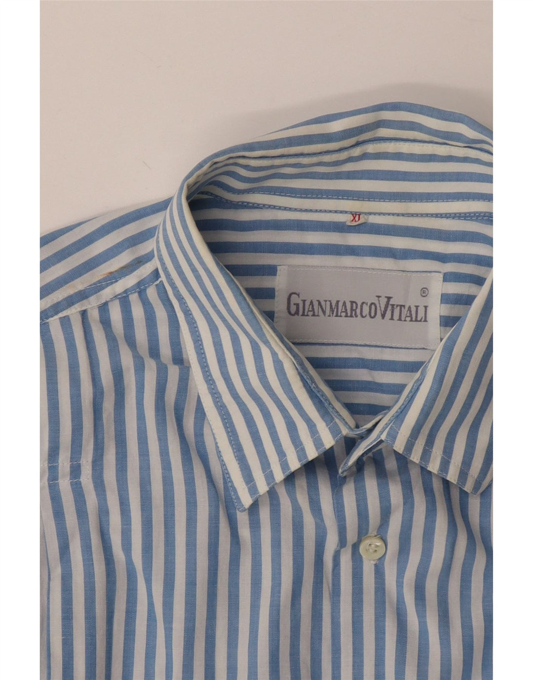 Vintage męska koszula z krótkim rękawem XL w niebieskie paski