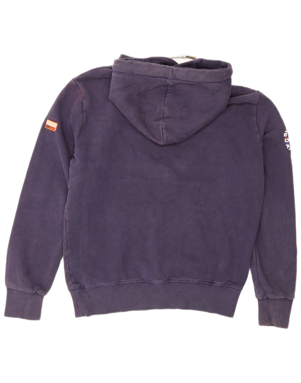 Męski sweter z kapturem Superdry z grafiką, duży, granatowy, bawełniany w bloki kolorów