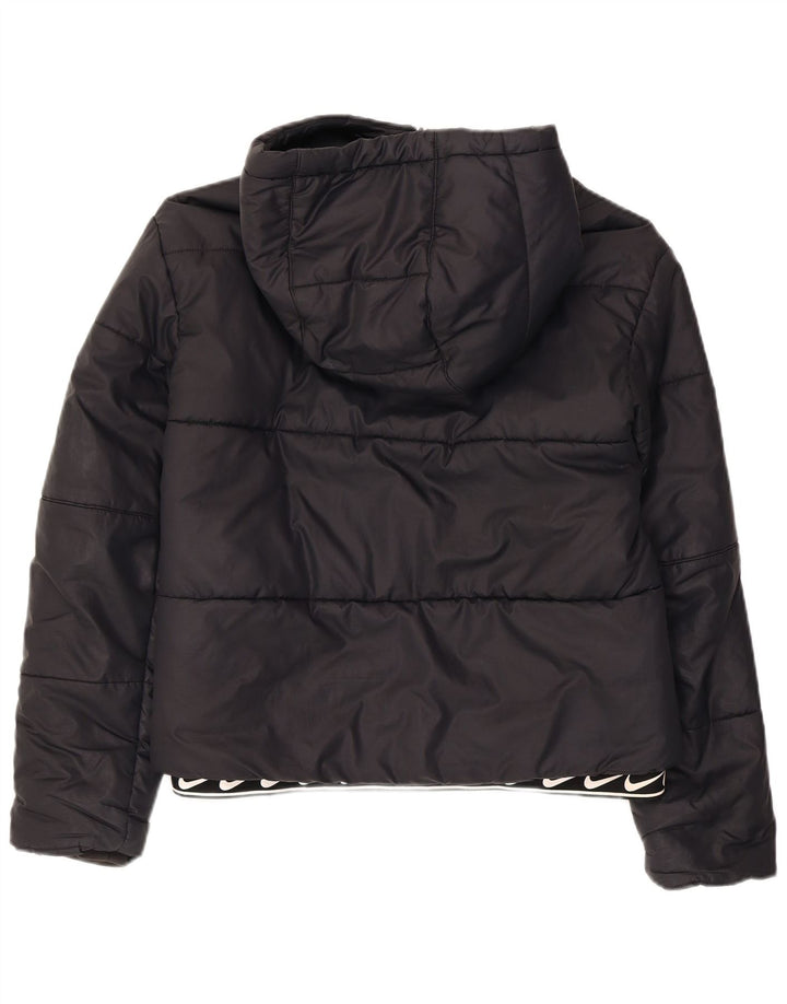 Damska wyściełana kurtka z kapturem i kapturem Nike UK 10, mała, czarna, poliestrowa