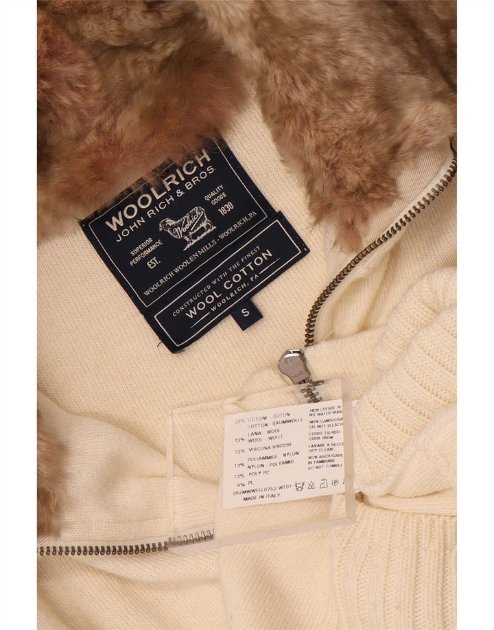 Sweter damski Woolrich UK 10, mały, z białej bawełny
