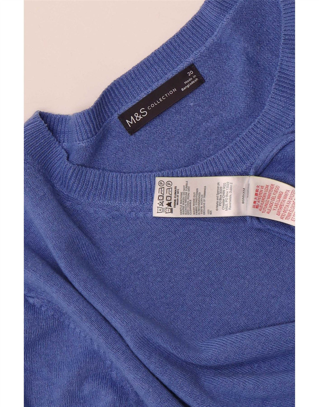 Marks & Spencer Damski sweter z okrągłym dekoltem UK 20 2XL Niebieski