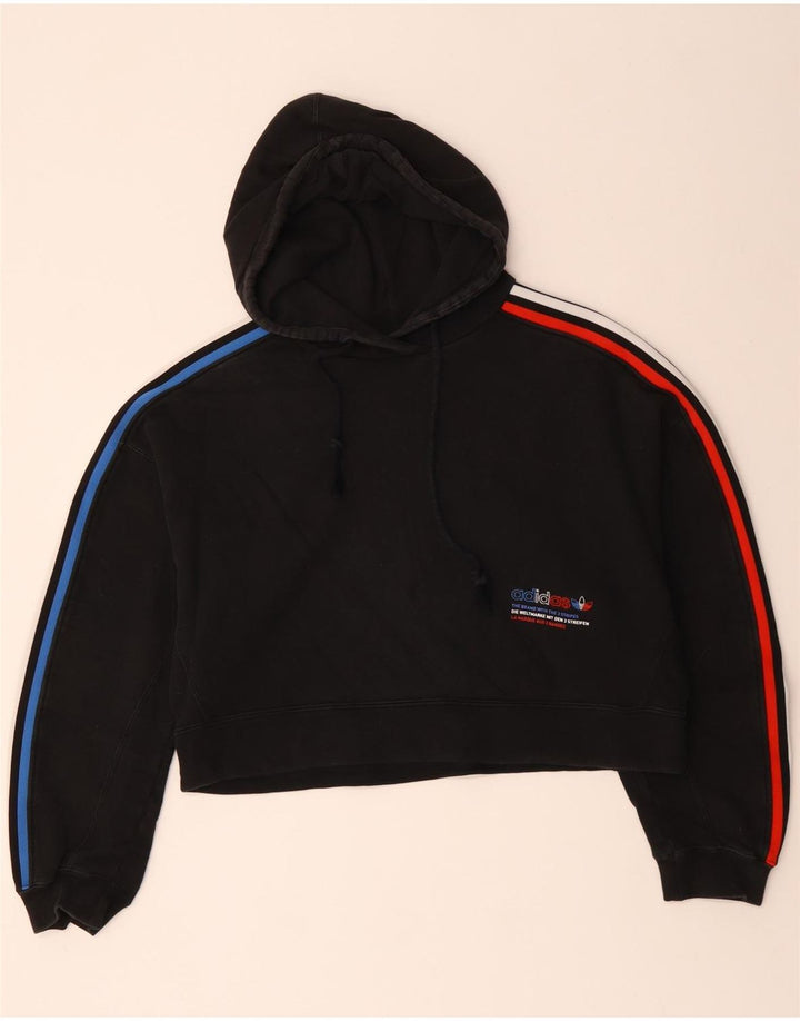 Damska bluza z kapturem, oversize'owa, z grafiką ADIDAS UK 14, średnia czarna