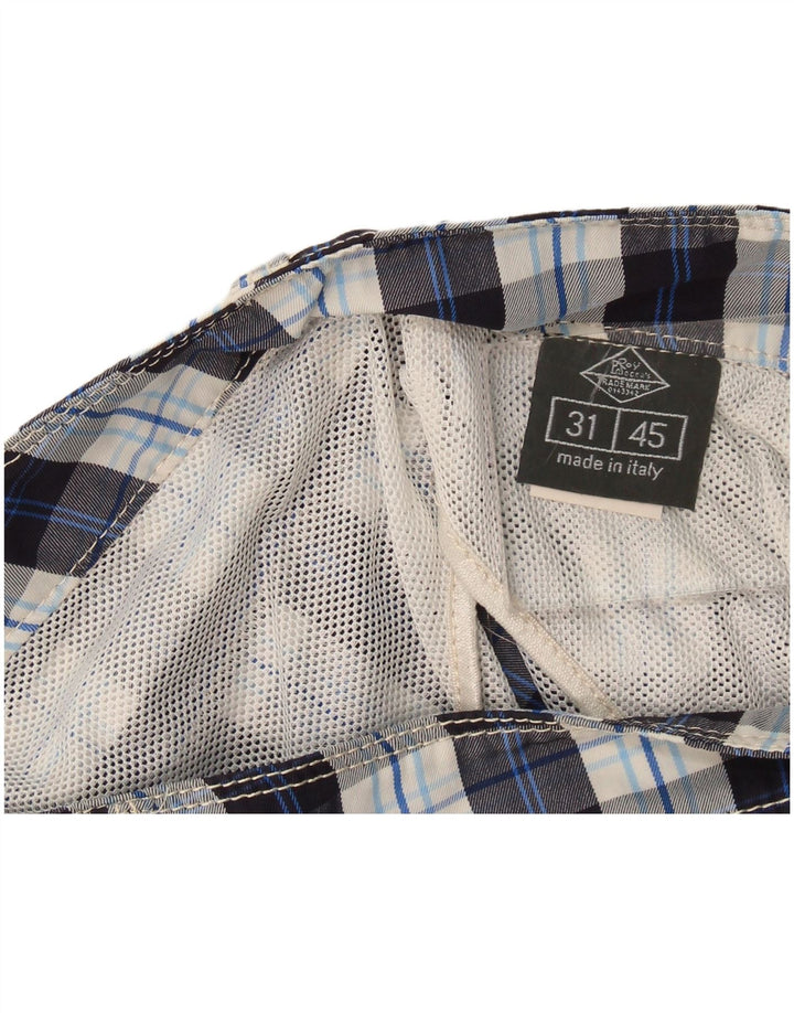 Męskie spodenki codzienne Roy Rogers W31 Średni granatowy poliester w kratę