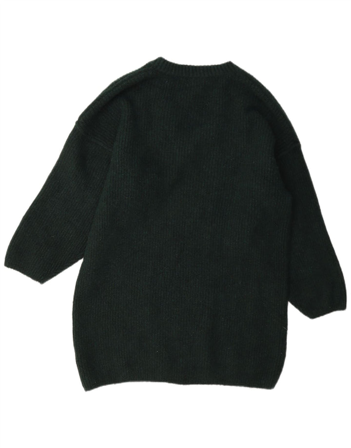 Damski sweter Topshop z długim dekoltem w kształcie litery V, UK 14, średni zielony poliester