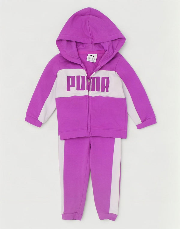 Dres dla dziewczynki Puma z grafiką, pełny, 9-12 miesięcy, w kolorze fioletowym