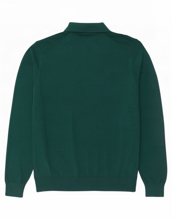 Marks & Spencer Mens Polo Neck Jumper Sweater Medium Green Cotton