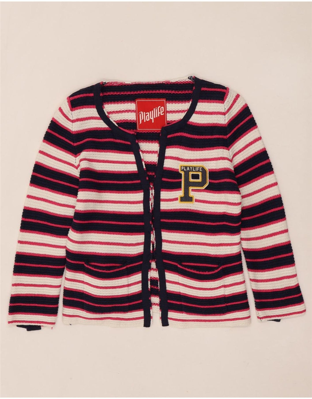 Damski sweter rozpinany Playlife z grafiką UK 14, duży, wielokolorowy