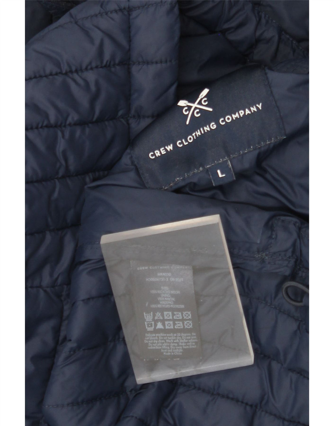 J. CREW Męska ocieplana kurtka z kapturem UK 40, duża, granatowa, nylonowa