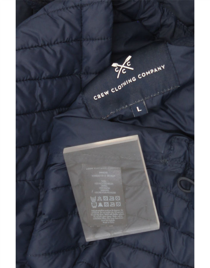 J. CREW Męska ocieplana kurtka z kapturem UK 40, duża, granatowa, nylonowa