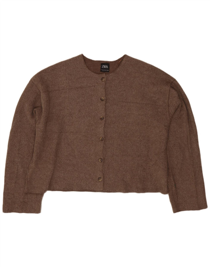 Sweter damski Zara Crop Cardigan UK 18 XL, brązowy poliester