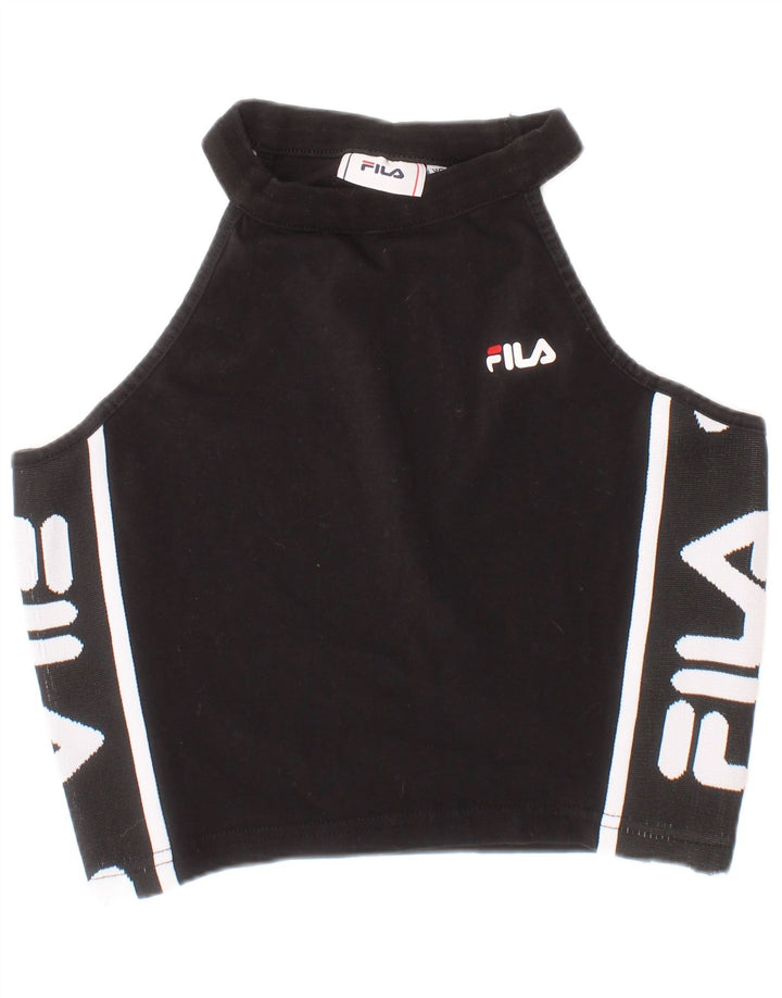 Damski krótki top Fila z grafiką XS, czarny, bawełniany