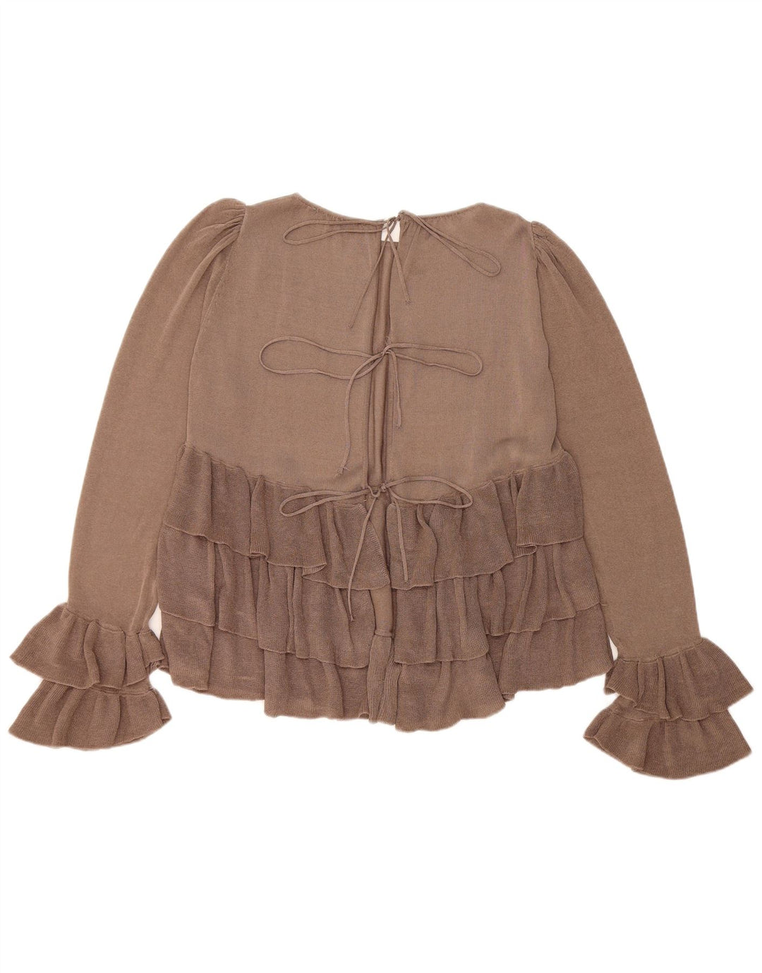 Damska bluzka oversize z długim rękawem Zara Top UK 10 Small Brown Colourblock