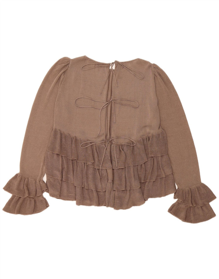 Damska bluzka oversize z długim rękawem Zara Top UK 10 Small Brown Colourblock