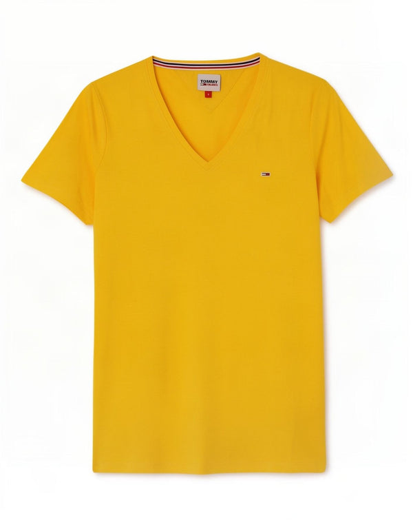 T-shirt damski Tommy Hilfiger Top UK 10 mały żółty