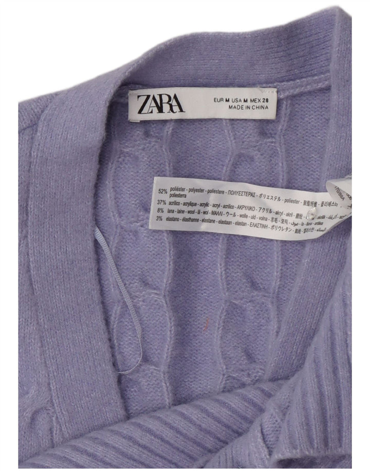 Sweter damski Zara Crop Cardigan UK 14, średni fioletowy poliester