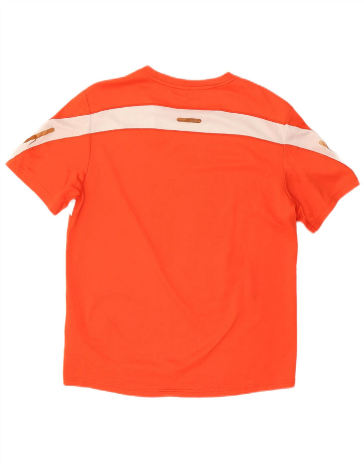 T-shirt męski New Balance Top, średni pomarańczowy, poliester z blokami kolorów