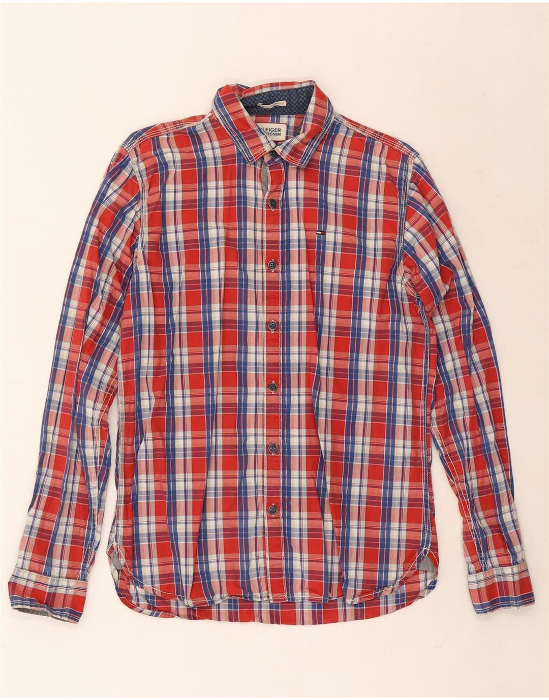Koszula męska Tommy Hilfiger, mała, bawełniana w czerwoną kratę