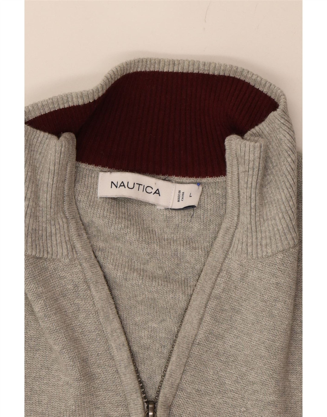 NAUTICA Mens Zip Neck Jumper Sweater Large Beige Cotton Vintage Nautica and Second-Hand Nautica from Messina Hembry 