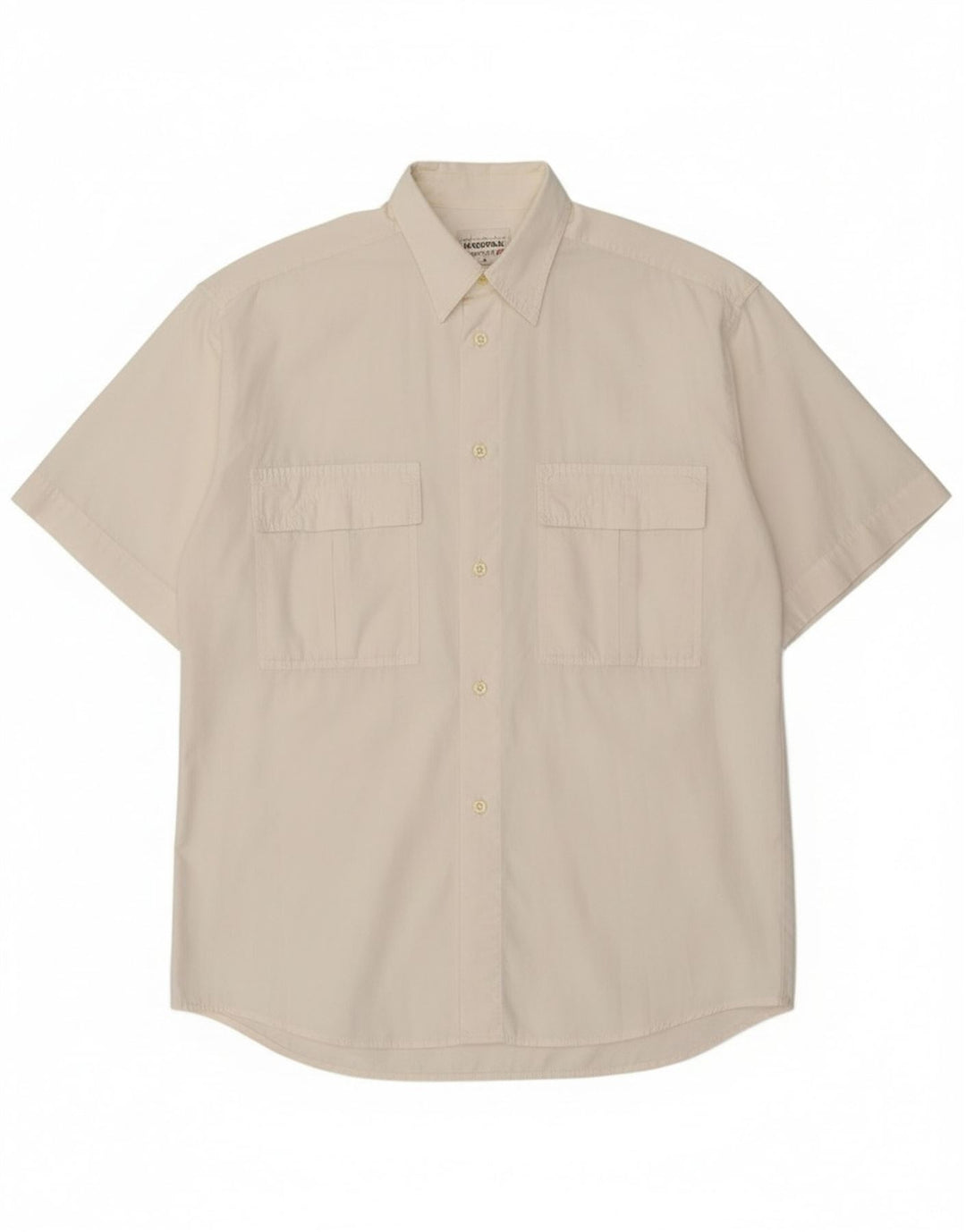 Męska koszula z krótkim rękawem Stefanel, średnia, bawełniana w kolorze złamanej bieli