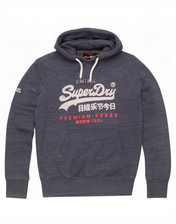 Męski sweter z kapturem Superdry z grafiką, średni, granatowy, bawełniany w cętki