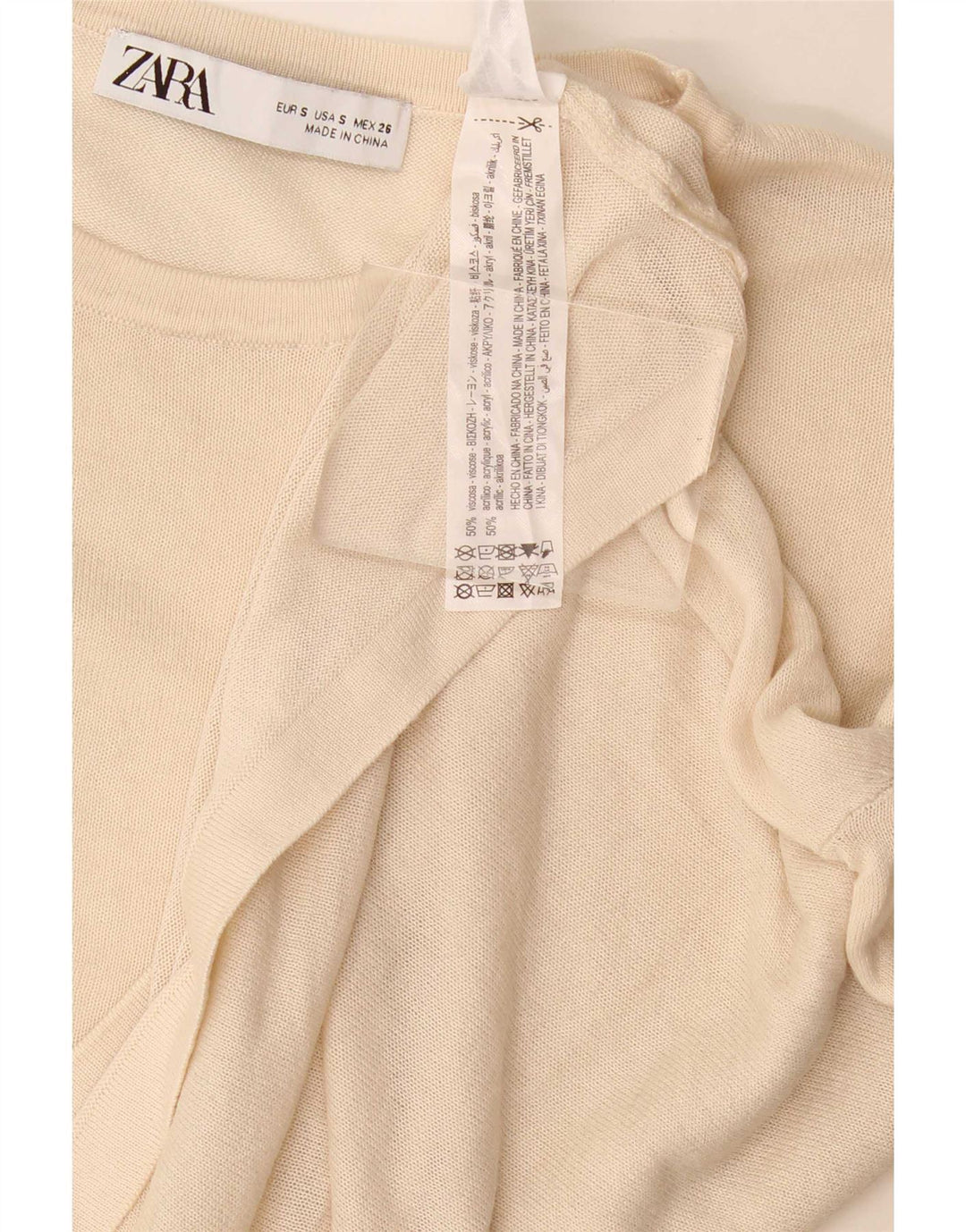 Damska koszulka oversize Zara Top UK 10 Small Off White Wiskoza