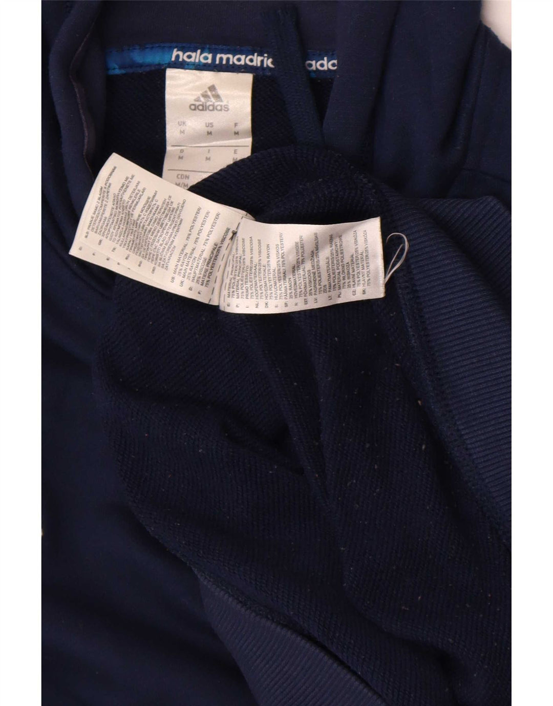 Męska bluza z kapturem Adidas Real Madryt, średni granatowy poliester