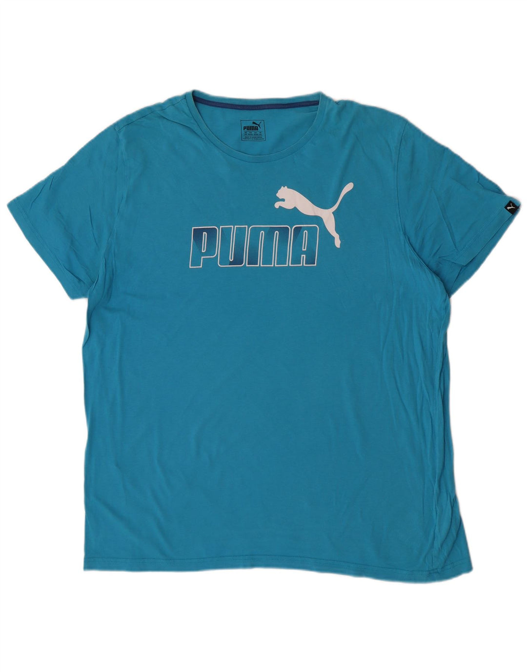 Męska koszulka z grafiką Puma, 2XL, niebieska, bawełniana
