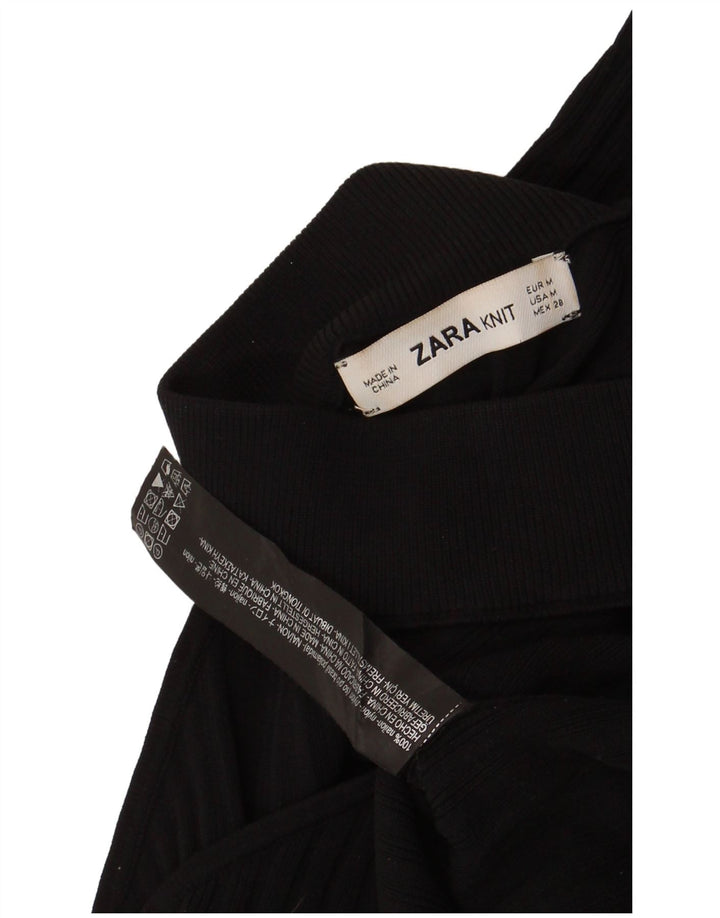 Krótki top damski Zara na jedno ramię UK 12, średni czarny nylon