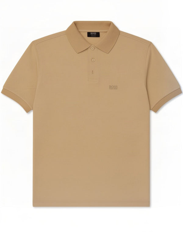 Hugo Boss Mens Polo Shirt Large Beige Cotton