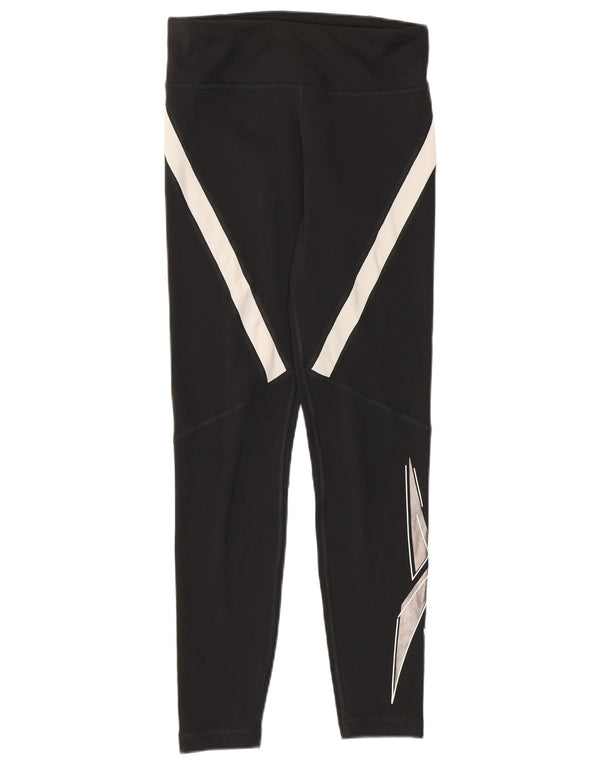 Damskie legginsy Reebok Speed Wick UK 8/10, mały, czarny, poliester z blokami kolorów