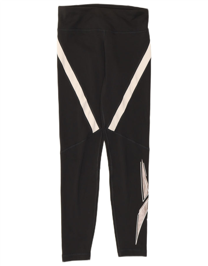 Damskie legginsy Reebok Speed Wick UK 8/10, mały, czarny, poliester z blokami kolorów
