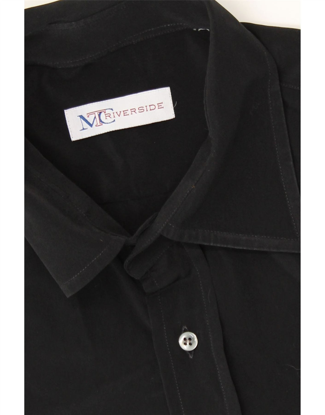 VINTAGE Mens Short Sleeve Shirt Large Black Polyester Vintage Vintage and Second-Hand Vintage from Messina Hembry 