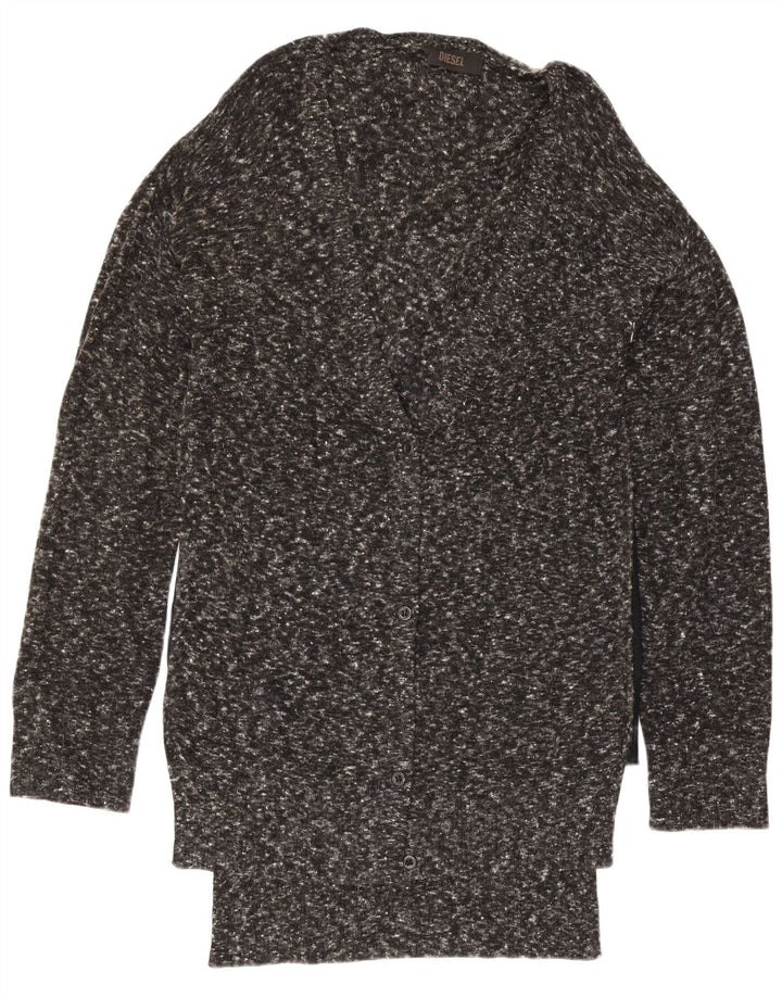 Damski sweter rozpinany Diesel o przedłużonym fasonie, UK 10, mały, szary, nakrapiany