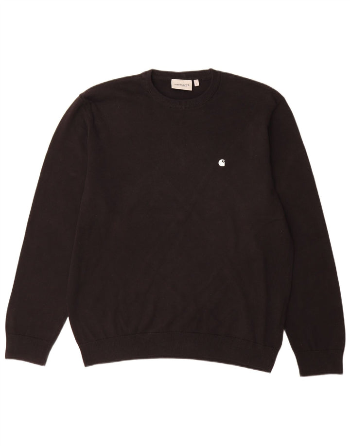 Męski sweter Carhartt z okrągłym dekoltem, duży, czarny, bawełniany