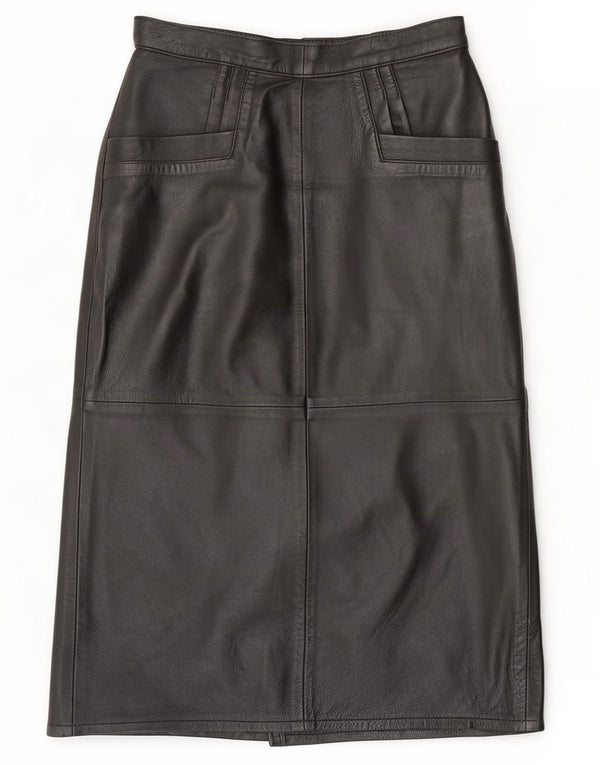 Ruby Womens High Waist Leather Skirt EU 38 Medium W28 Black
