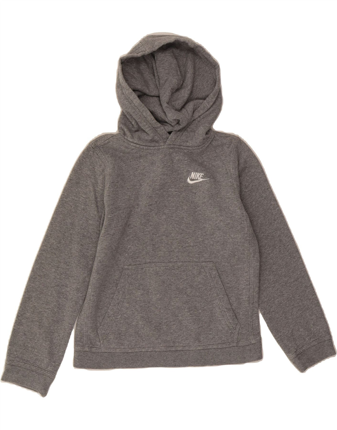 NIKE Boys Hoodie Jumper 10-11 Years Medium Grey Cotton Vintage Nike and Second-Hand Nike from Messina Hembry 