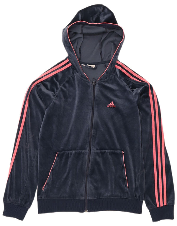 Damski sweter z kapturem i zamkiem ADIDAS UK 14, średni granatowy poliester