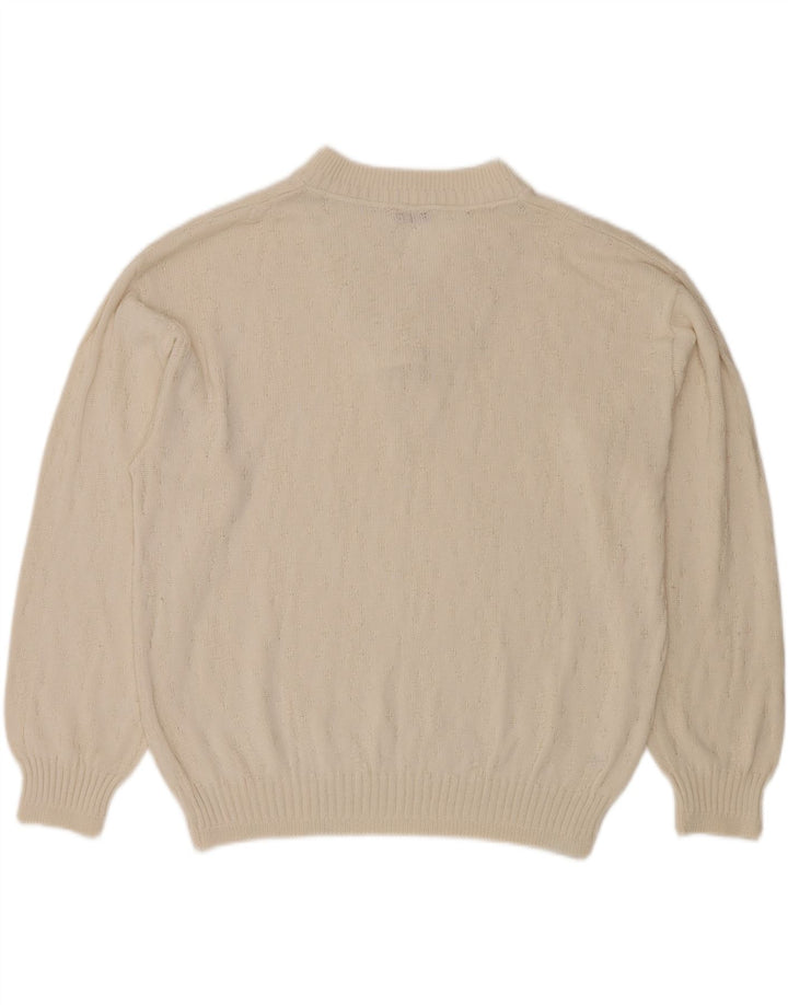 VINTAGE Mens Shawl Neck Jumper Sweater EU 54 XL White Vintage Vintage and Second-Hand Vintage from Messina Hembry 