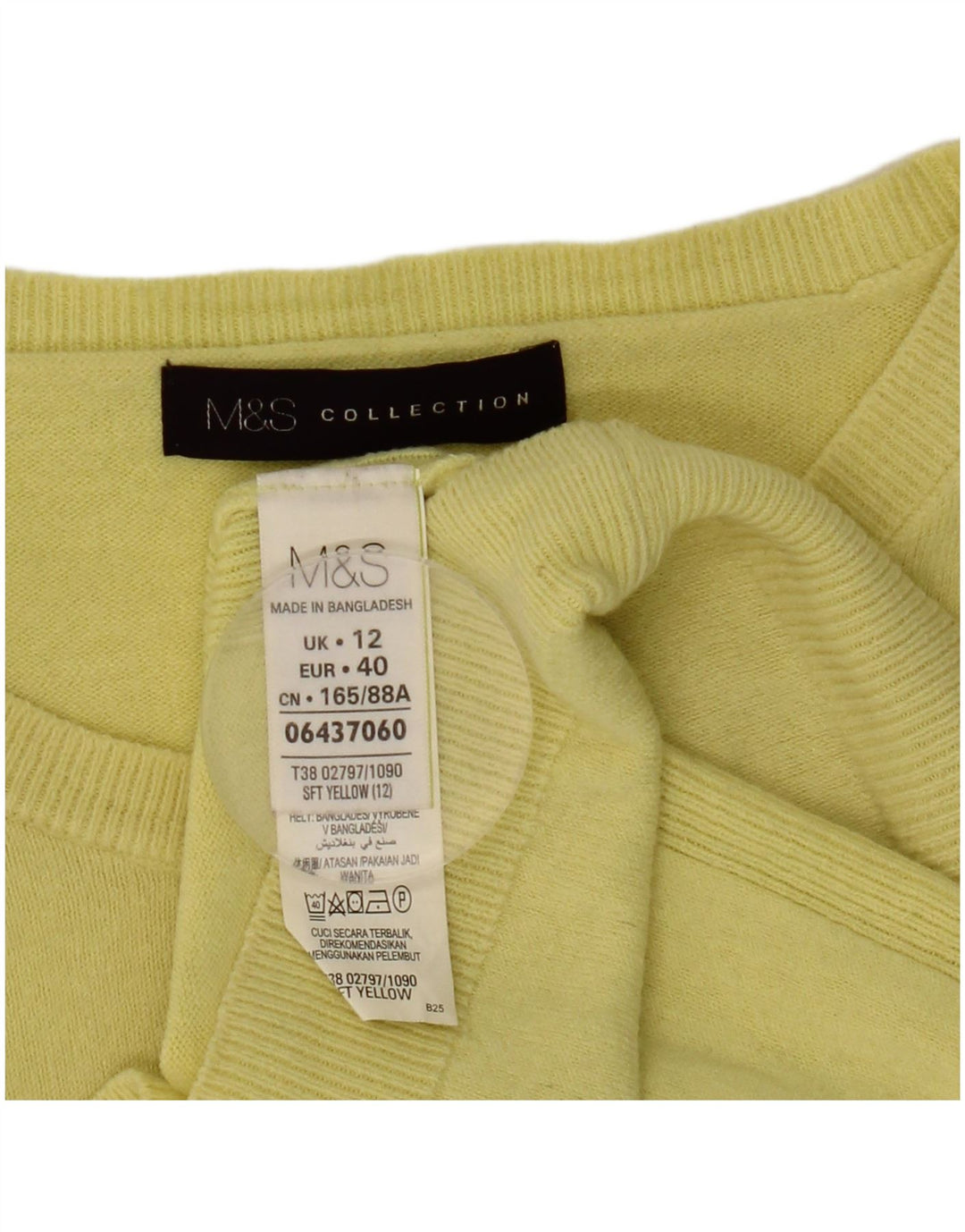 Sweter damski Marks & Spencer z okrągłym dekoltem, UK 12, średni żółty