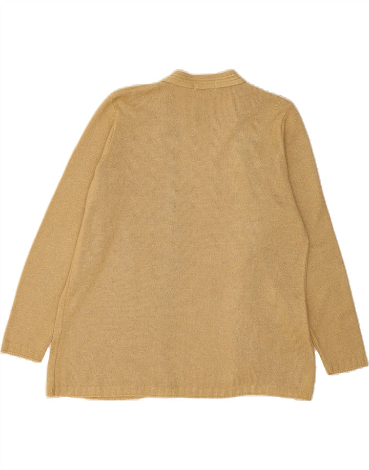 VINTAGE Womens Open Cardigan Sweater UK 14 Medium Yellow Acrylic Vintage Vintage and Second-Hand Vintage from Messina Hembry 