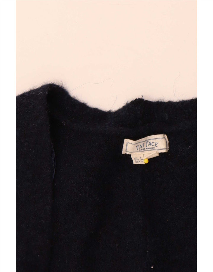 Damski sweter oversize Fat Face z otwartym kardiganem UK 8, mały, granatowy
