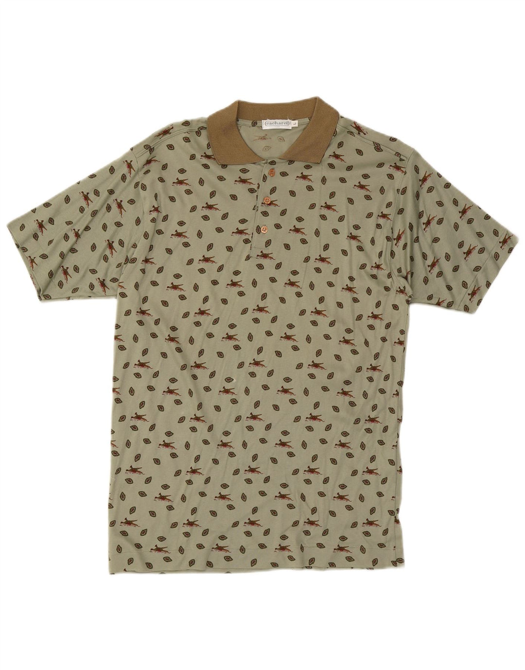 Męska koszulka polo Cacharel w abstrakcyjny wzór, duża, bawełniana khaki