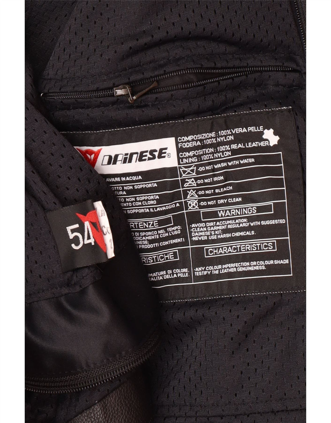 Męska kurtka wyścigowa DAINESE z grafiką, rozmiar 54, duża czarna skóra z blokami kolorów