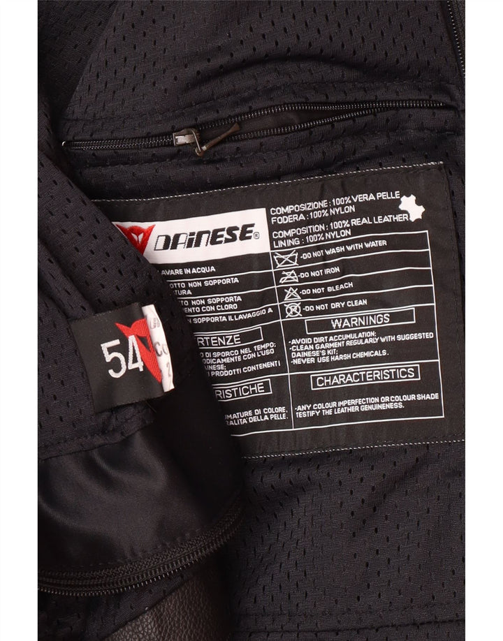 Męska kurtka wyścigowa DAINESE z grafiką, rozmiar 54, duża czarna skóra z blokami kolorów