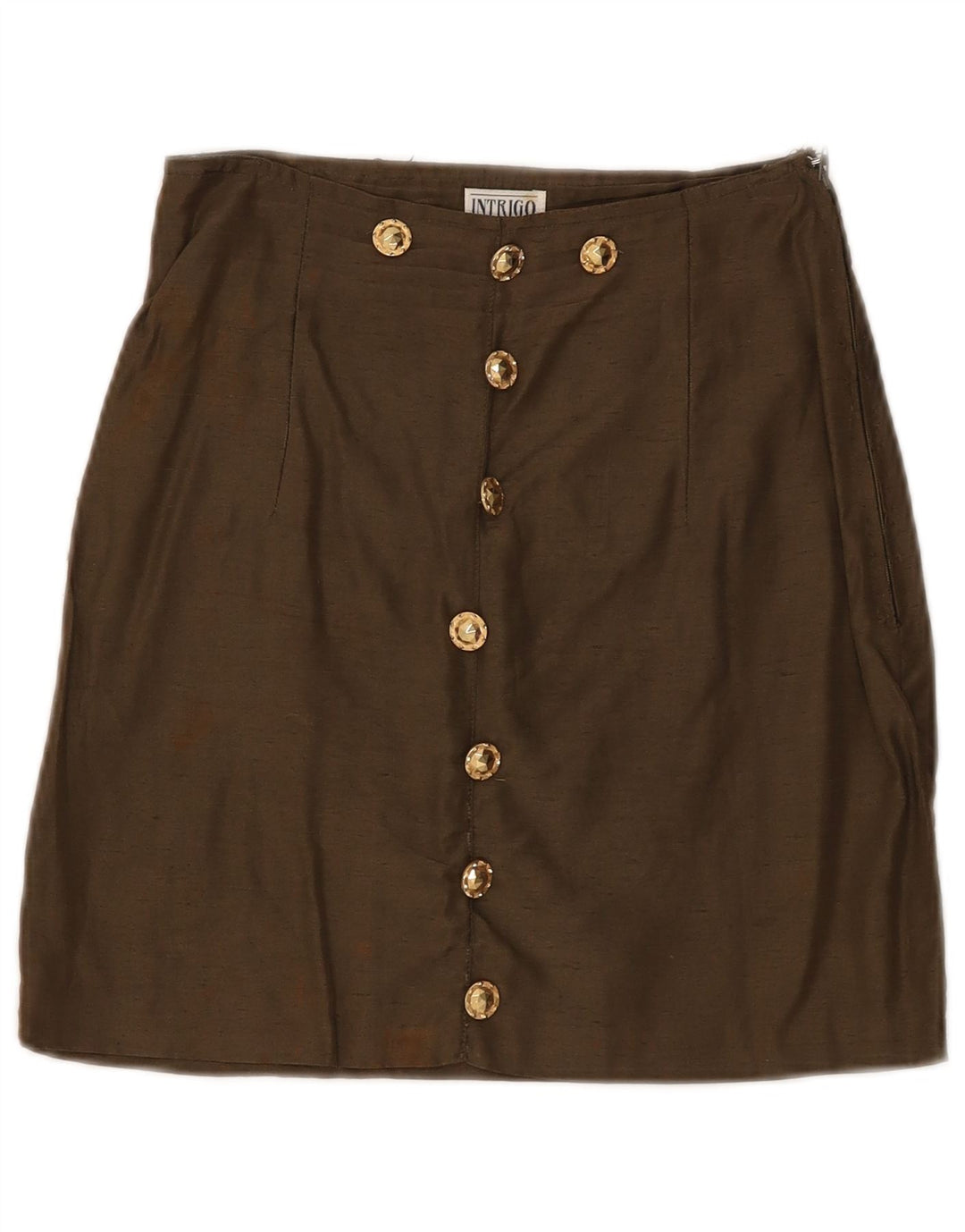 Vintage damska spódnica mini z wysokim stanem, średnia W24 Khaki