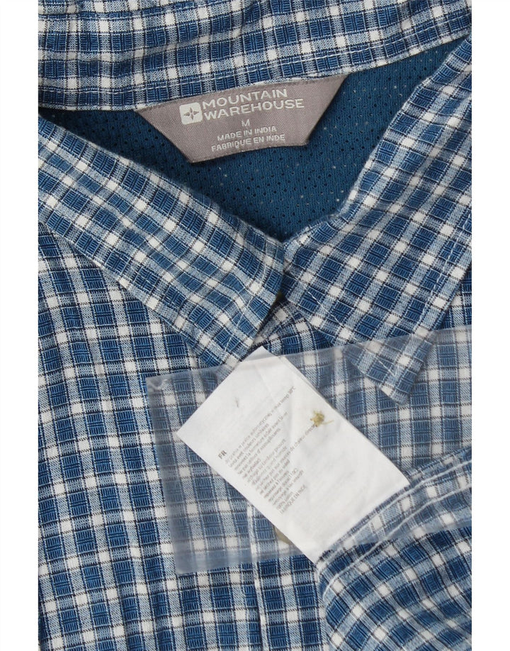 Mountain Warehouse Mens Short Sleeve Shirt Medium Blue Check Cotton