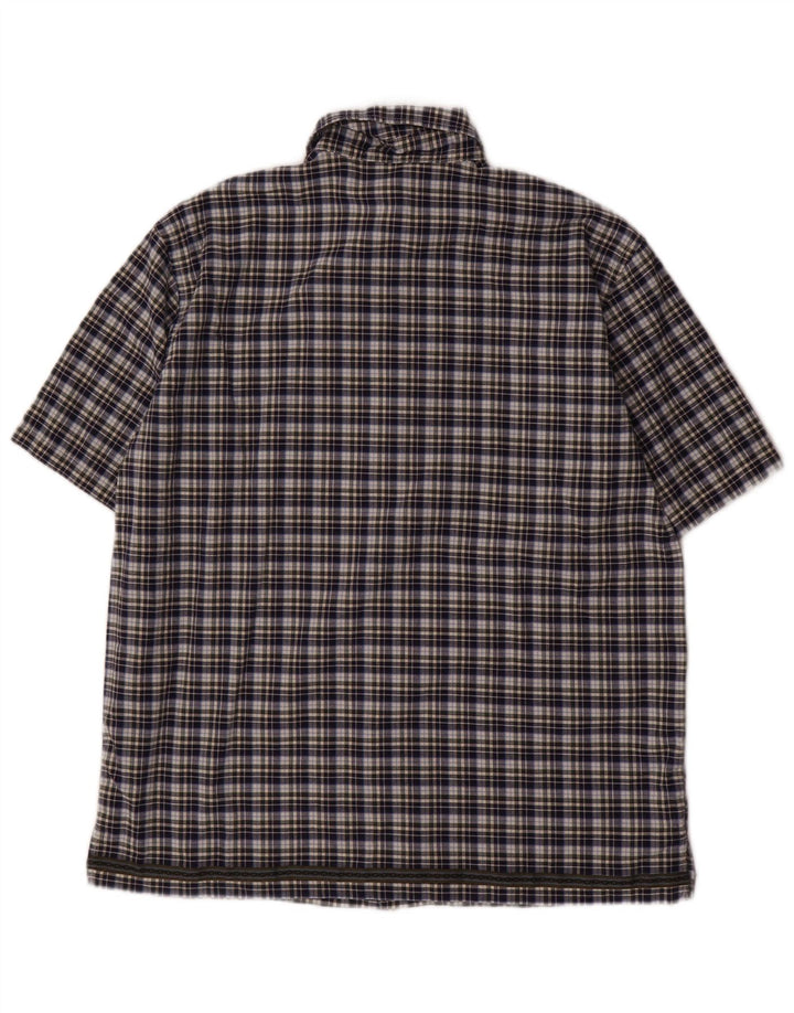 BENETTON Chłopięca koszulka z krótkim rękawem 11-12 lat XL, granatowa, bawełniana w kratkę