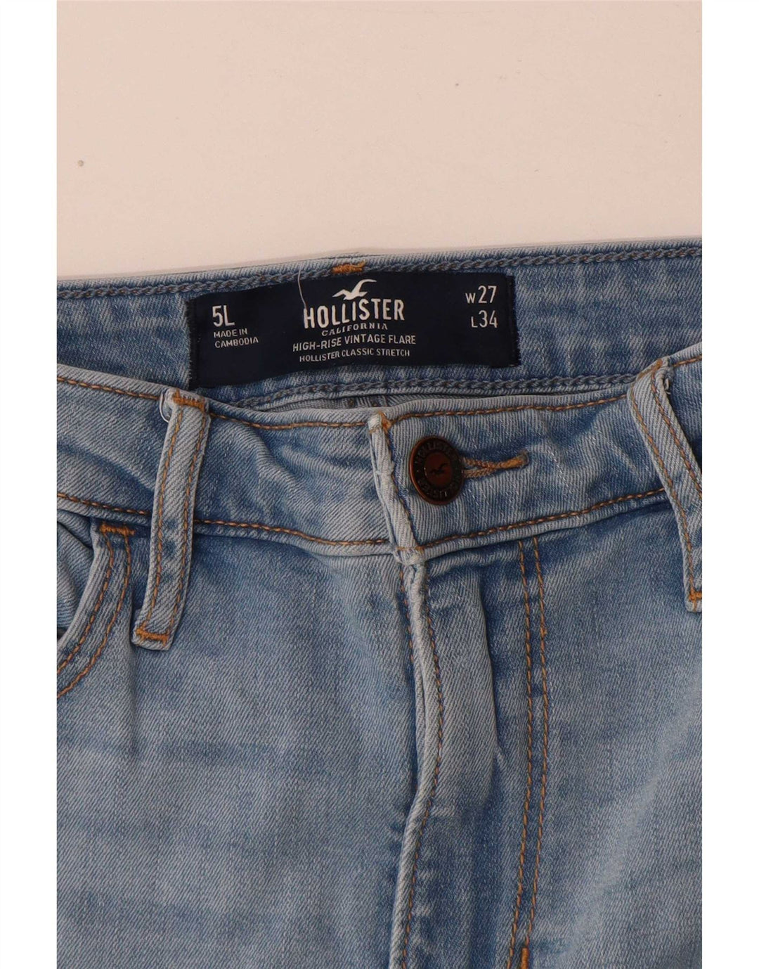Damskie jeansy rozkloszowane Hollister W27 L34 Niebieskie bawełniane