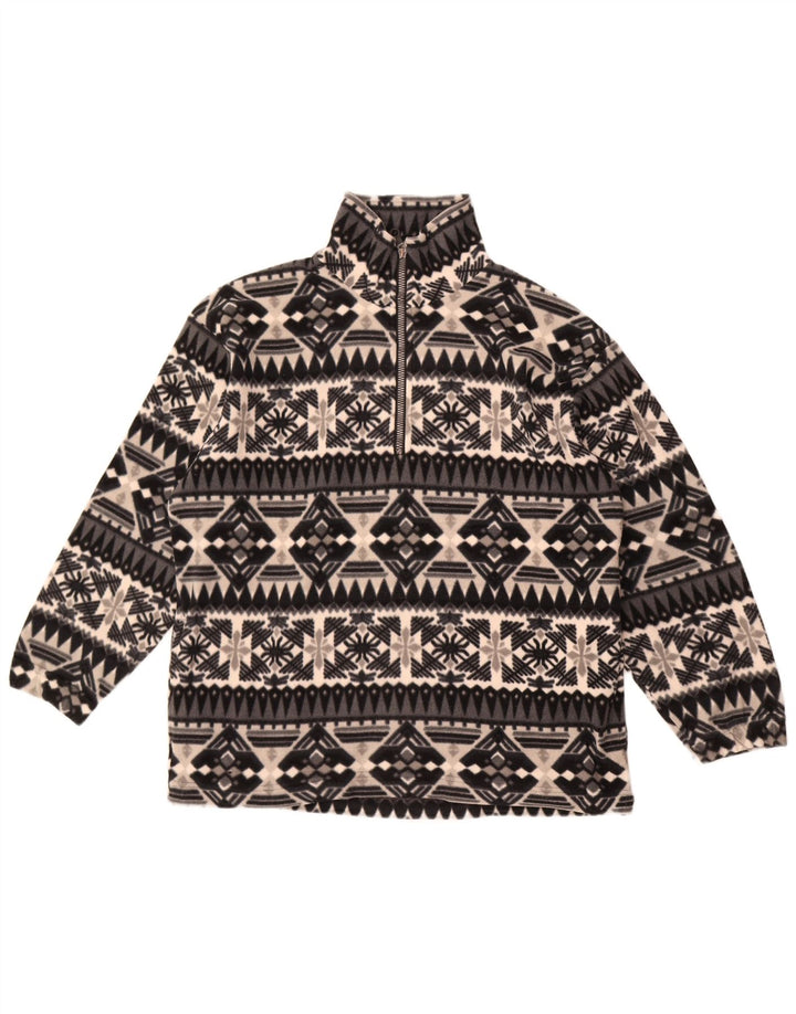Męski sweter polarowy z zamkiem błyskawicznym w stylu vintage, średnio szary Fair Isle