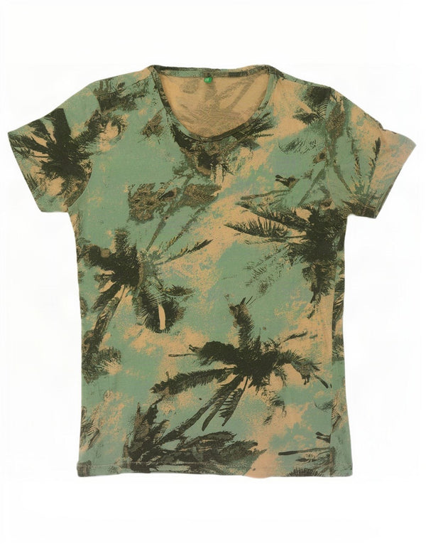 T-shirt męski Benetton Top, mały, zielony, hawajski